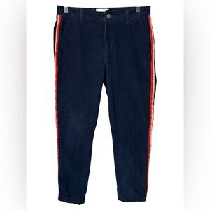 Sundry Anthropologie NWOT Womens Navy Corduroy Tuxedo Stripe Pants Preppy Sz 26‎